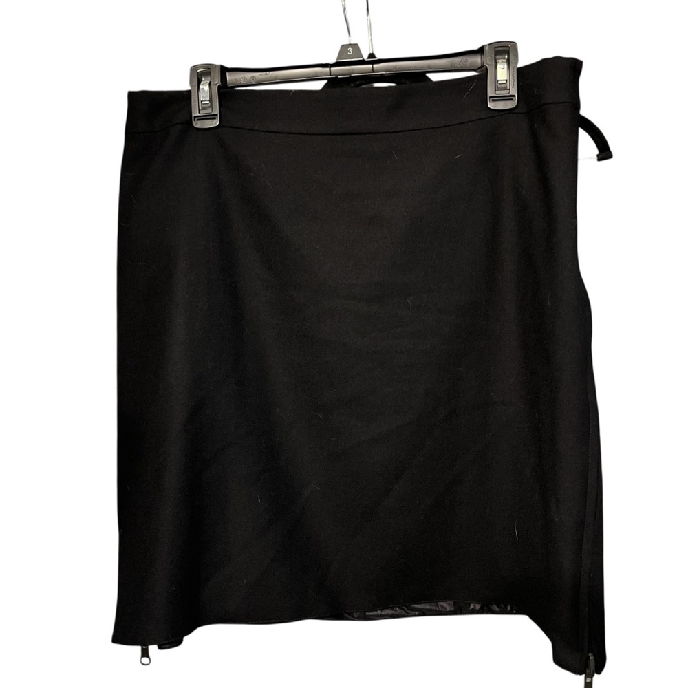 Calvin Klein size 14 black wool blend over the knee skirt 2 side zippers ,2 way